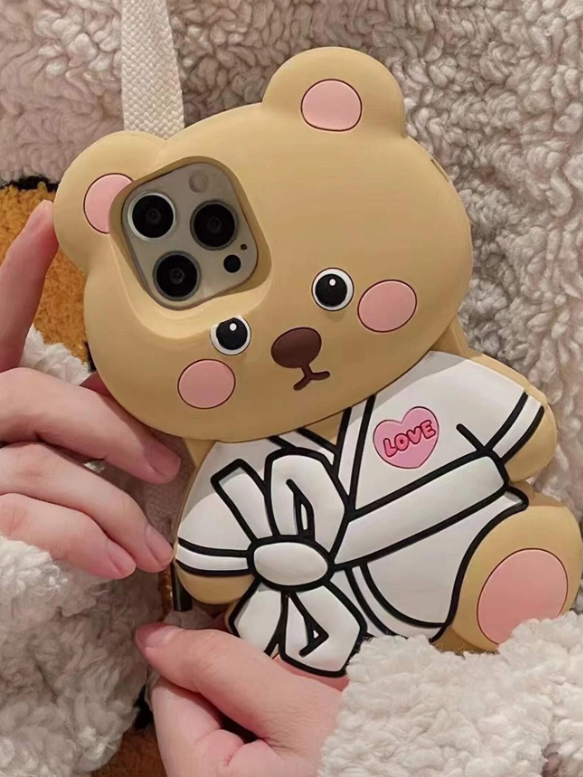 Cartoon Bear Design Silicone Phone Case