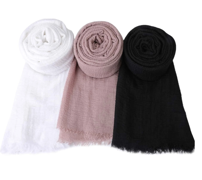 3pcs Solid Raw Trim Scarf