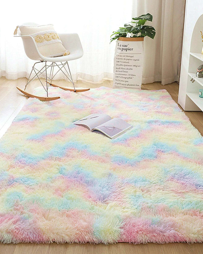 1pc Tie Dye Design Fuzzy Rug