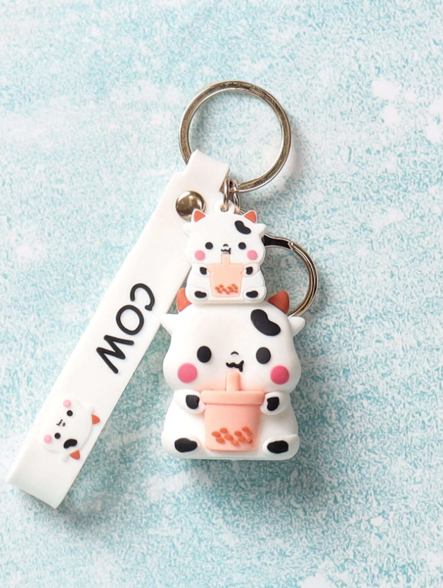 Cartoon Cow Charm Keychain