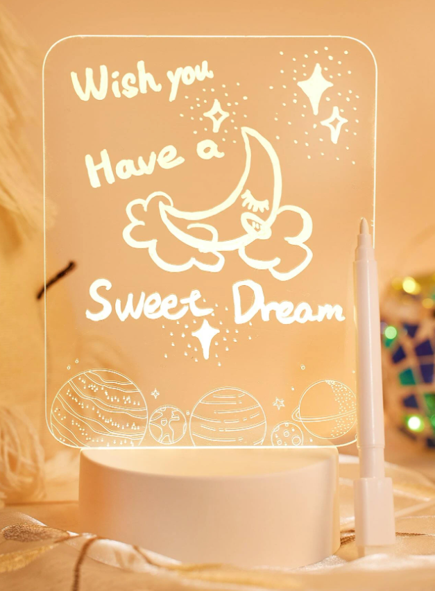 1pc Writable Decoration Light With Pen, Simple Clear Plastic 3D Decoration Light For Home