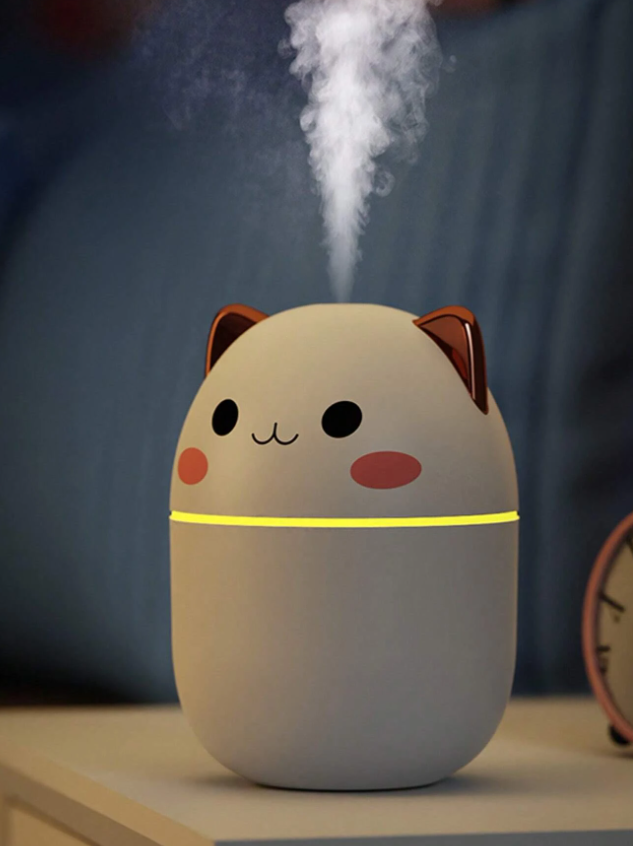 1pc Cat Shaped Mini Humidifier With Data Line, Creative Animal Design Desktop Atomizer Hydrating Device For Household