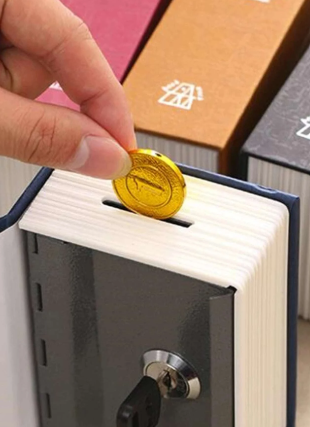 1pc Book Shaped Random Color Money Box, Creative Coin Box For Household