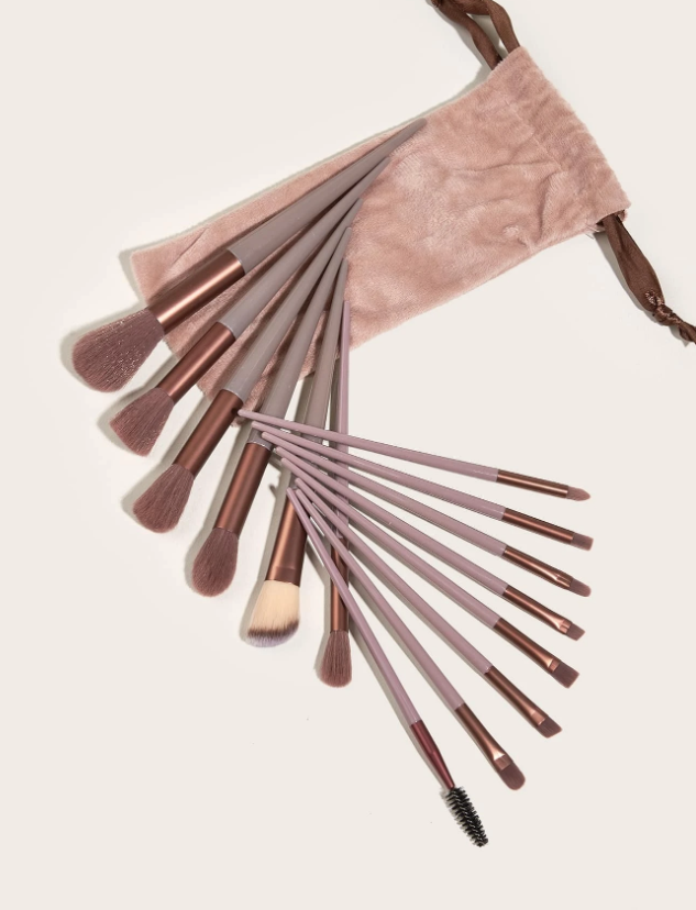 14pcs Portable Makeup Brush Set With Pouch, For Eyeshadow, Foundation, Powder, Lip & Blush, Travel Essentials, Makeup Brush/Cosmetic Brush