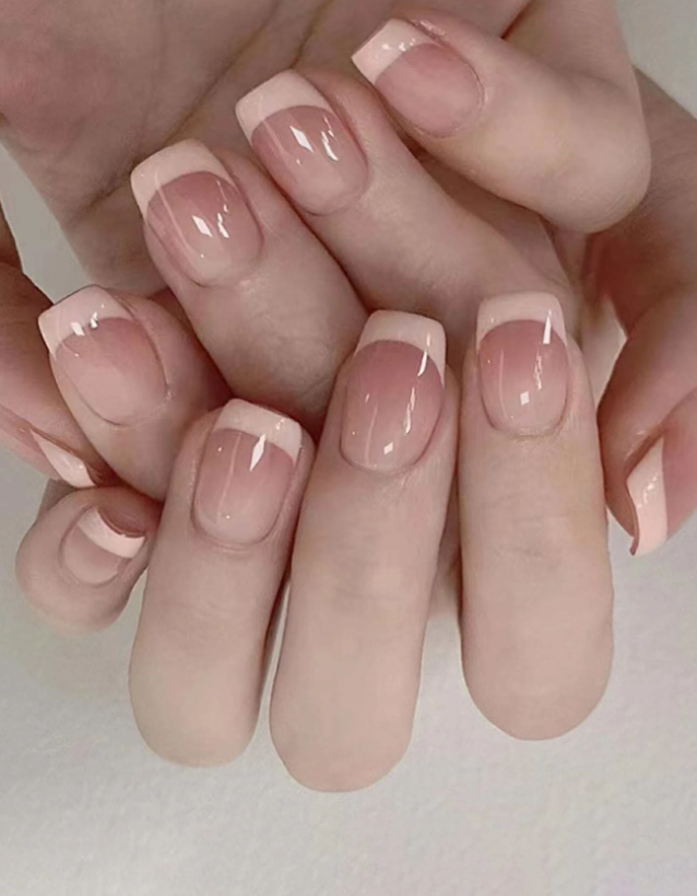 24pcs Short Square Fake Nail & 1pc Nail File & 1sheet Tape