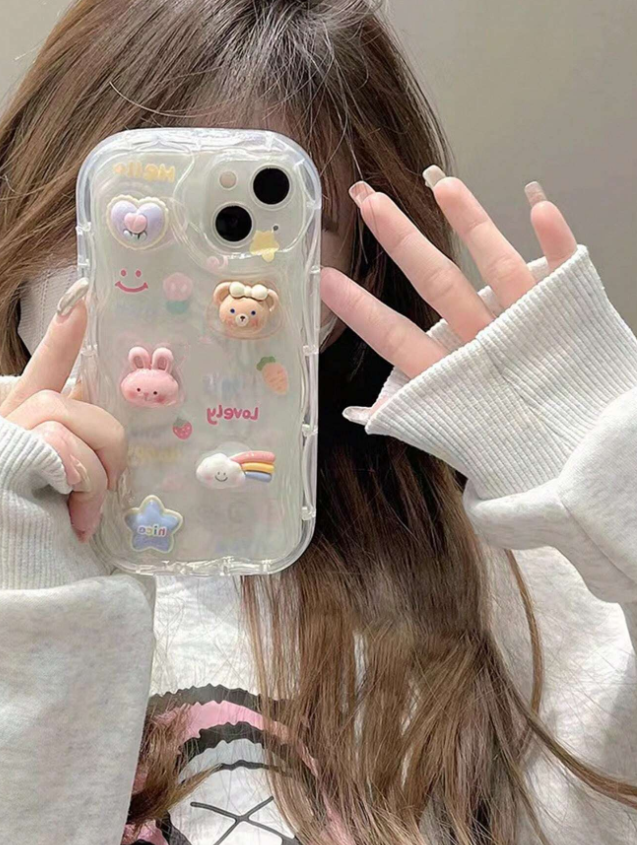 Bear & Rabbit Decor Clear Phone Case
