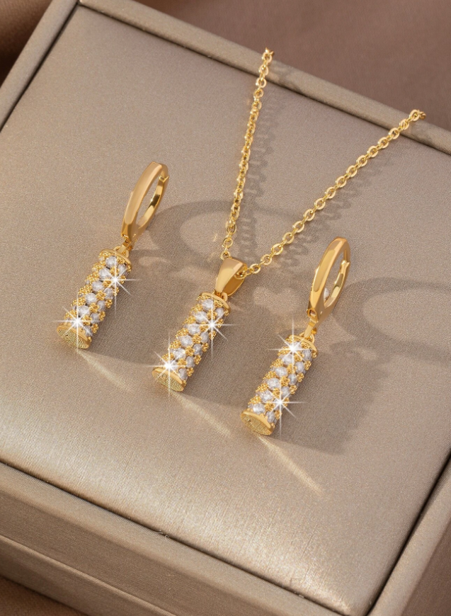3pcs/set Cubic Zirconia Decor Jewelry Set