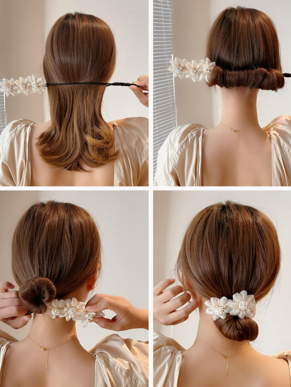 1pc Women Flower Decor Fashionable Hair Tie For Hair Decoration