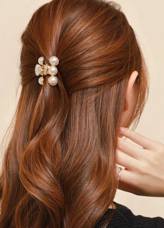 1pc Mini Faux Pearl Decor Hair Claw