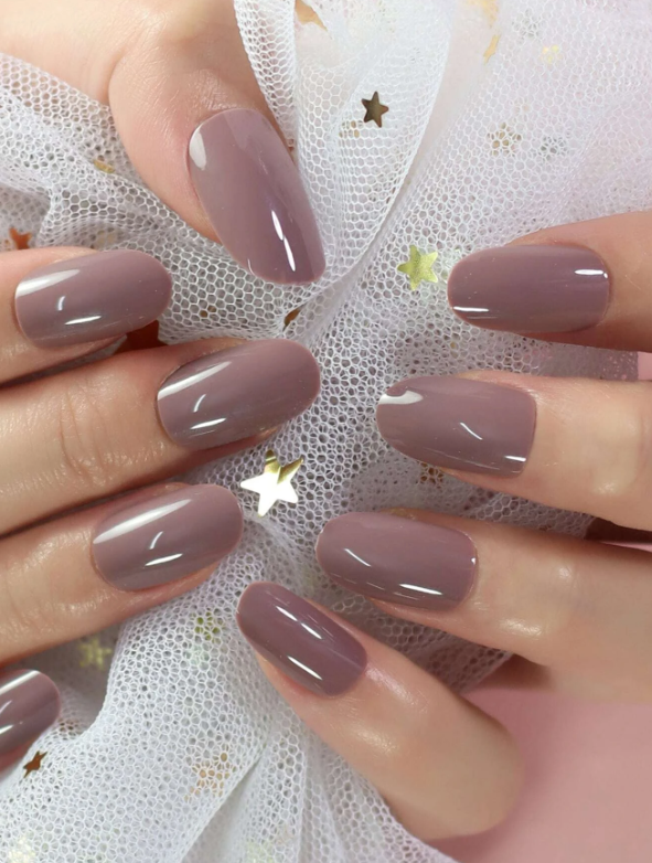 24pcs Long Oval Solid Fake Nail & 1pc Nail File & 1sheet Nail Tape & 1pc Stick