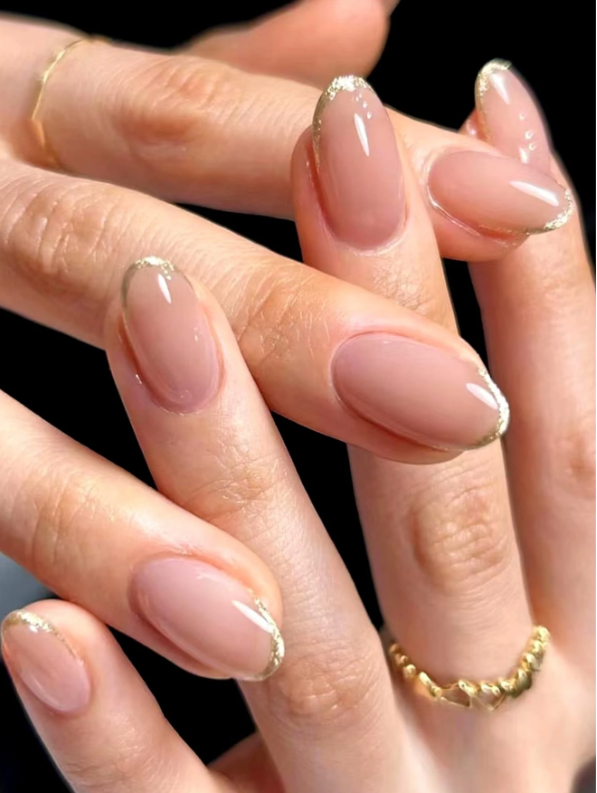 24pcs Short Square Glitter Fake Nail & 1pc Nail File & 1sheet Tape