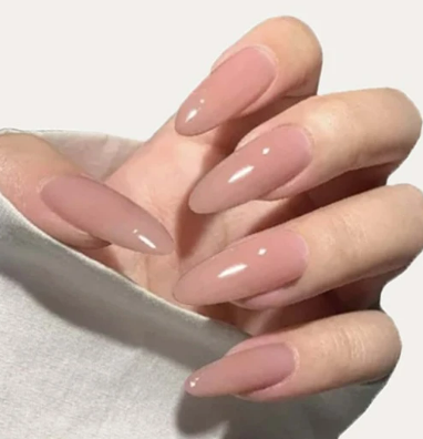 24pcs Long Oval Fake Nail & 1pc Nail File & 1sheet Tape