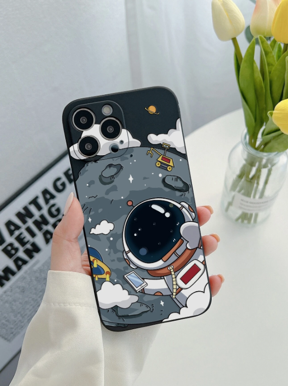 Cartoon Astronaut Print Space Phone Case