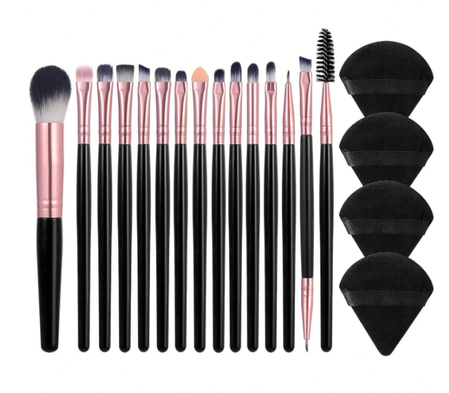 15pcs Makeup Brush Set & 4pcs Makeup Puff