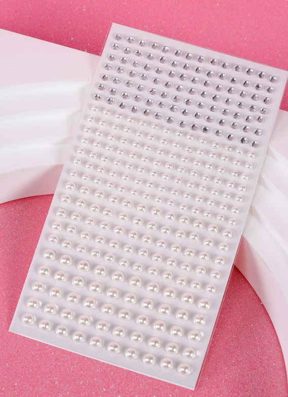 1sheet Rhinestone & Faux Pearl Face Tattoo Sticker