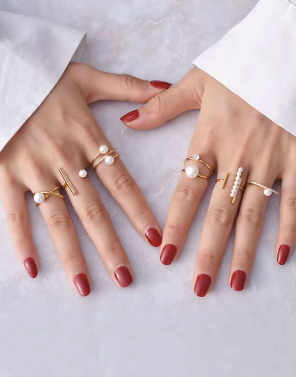 7pcs Faux Pearl Decor Ring