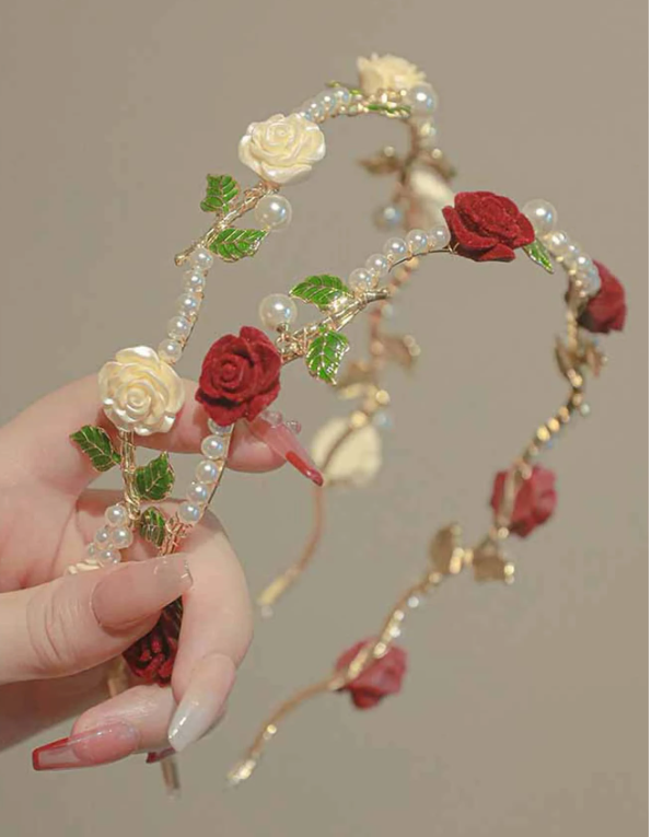 2pcs Women Flower & Faux Pearl Decor Luxury Headband For Decoration