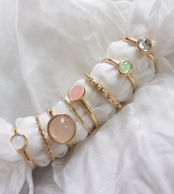 8pcs Round & Oval Decor Ring