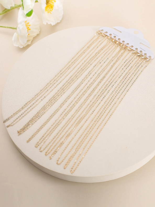 12pcs Cold Copper Adjustable Link And Minimalist Chains for Women Necklace Fashion Jewelry For Diy making