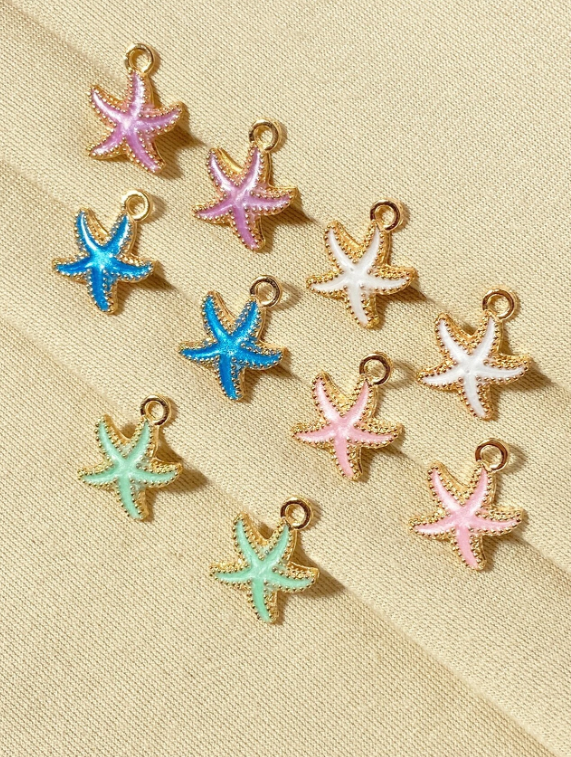 10pcs Random Color Starfish Pendant DIY Jewelry Accessory