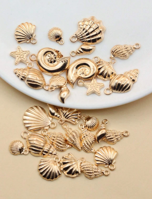 1pack Random Fashionable Zinc Alloy Scallop & Starfish DIY Pendant For Women For DIY Jewelry Making