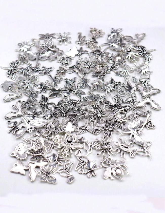 100pcs Random Mixed Set DIY Jewelry Accessories Insect Shaped Earrings & Pendants Zinc Alloy Material