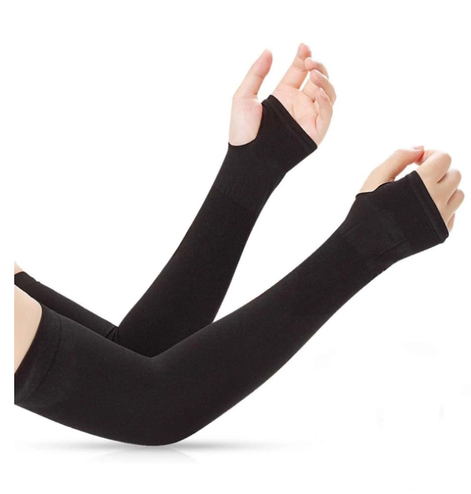 1pair Women Solid Casual Long Fingerless Gloves For Summer