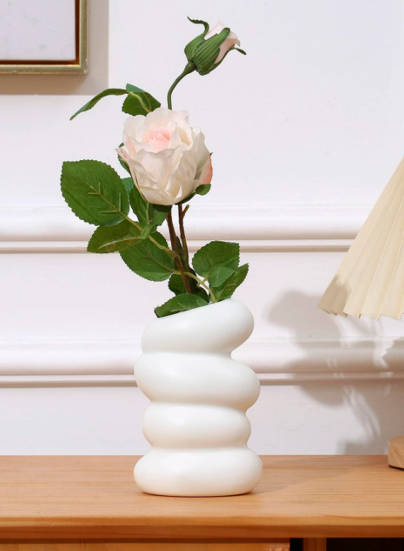 1pc Plastic Flower Vase, Nordic White Vase For Flower