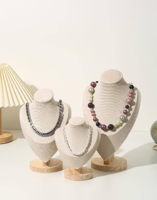 1pc Bamboo Necklace Storage Rack, Body Shaped Jewelry Rack For Home