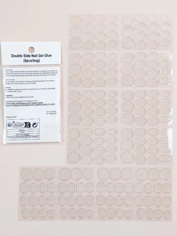 6sheets Transparent Double Side Glue Nail Sticker For Press On Nail Sticky Tabs,Waterproof Breathable False Nail Tips Jelly Adhesive Tabs Nail Glue Super Sticky Fake Nail Glue