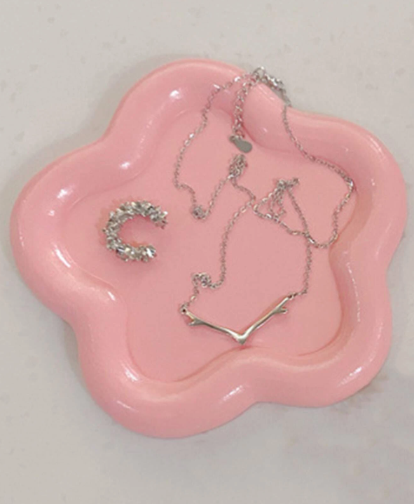 1pc Flower Shaped Jewelry Tray, Modern ABS Jewelry Storage Display Showcase Holder Box For Home