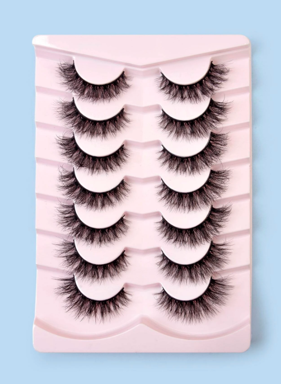 7pairs Full false lashes Tail Elongated 14mm Volumized Fluffy Cat Eye False Eyelashes