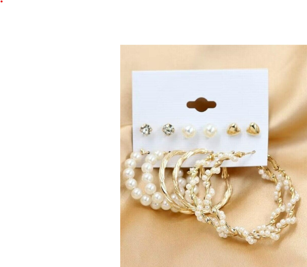 6 أزواج موضة مبالغ فيه لؤلؤ اقراط صناعي كريستال أقراط معدنية طبق طقم مجوهرات المسمار نساء