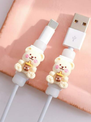 2pcs Bear Design Data Cable Protector Set