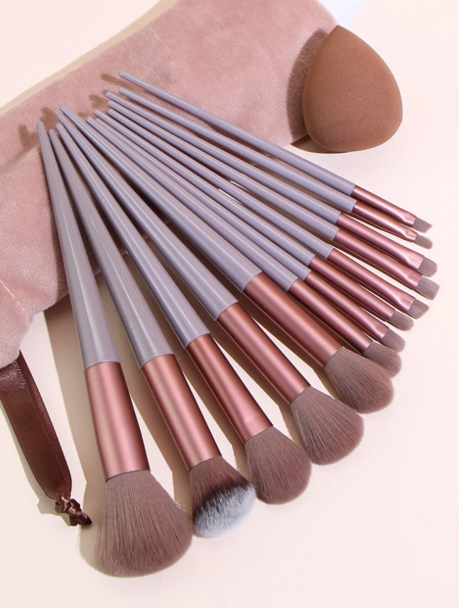 13pcs Makeup Brush Set Beauty Tools With Storage Bag Makeup Puff 1pc, Makeup Brush/Cosmetic Brush