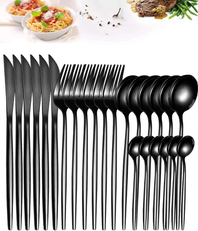 24قطع/طقم فولاذ غير قابل للصدأ قطاعة لونين مجموعة أدوات المائدة وأدوات المائدة الى مطبخ