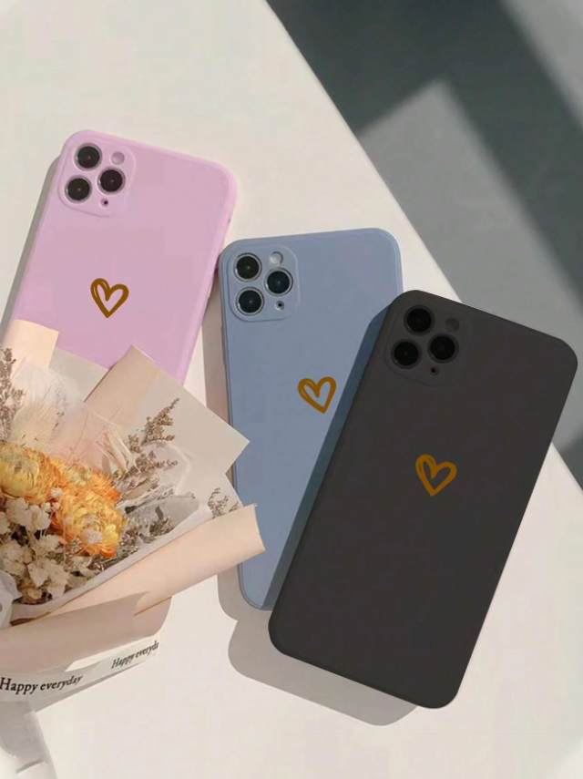 3pcs Heart Pattern Anti-fall Phone Case