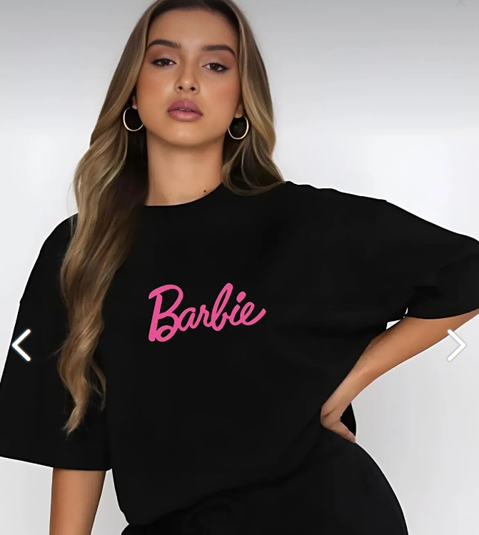 ALİKA Kadın Siyah Barbie Baskı Şort Takım barbie-0