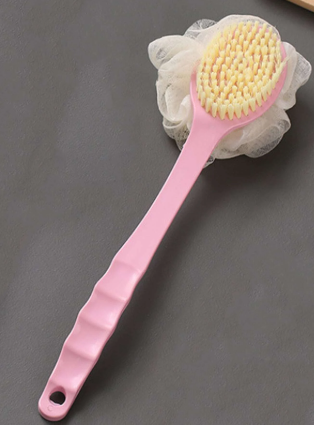 1pc PP Bath Brush, Pink Long Handle Bath Massage Cleaning Brush For Bathroom