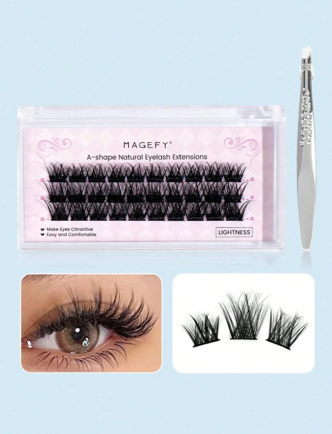 1box Separated False Eyelashes & 1pc Tweezers