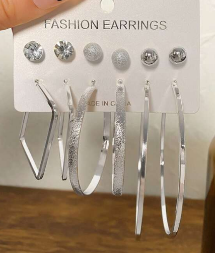 12pcs/set Rhinestone Decor Earrings