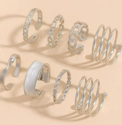 8pcs Chain Design Ring