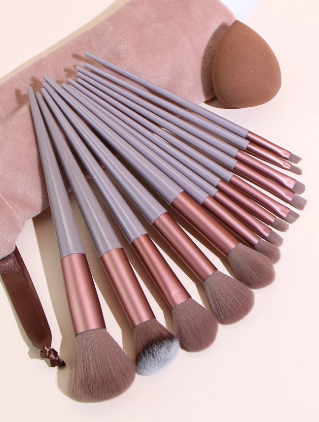 13pcs Makeup Brush Set Beauty Tools With Storage Bag Makeup Puff 1pc, Makeup Brush/Cosmetic Brush