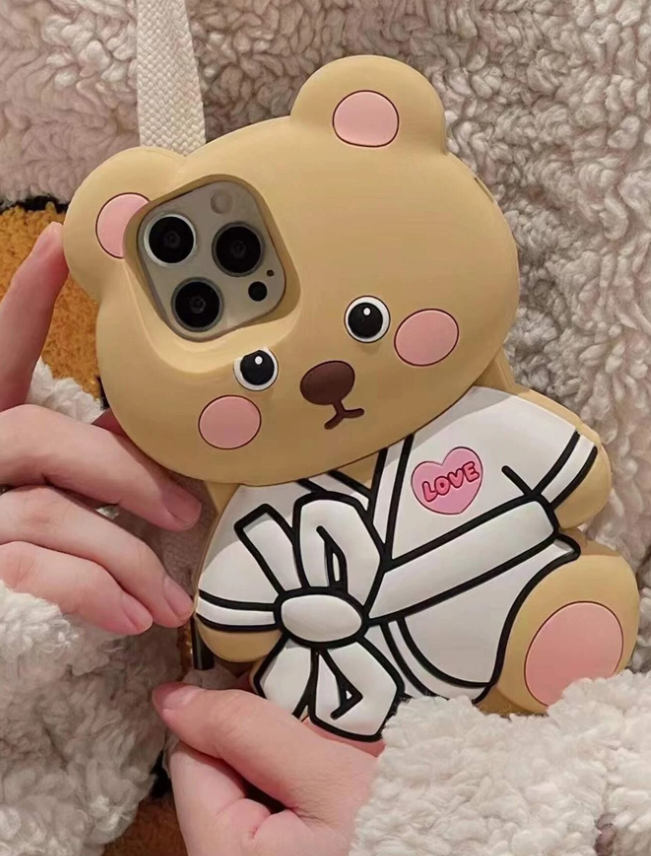 Cartoon Bear Design Silicone Phone Case