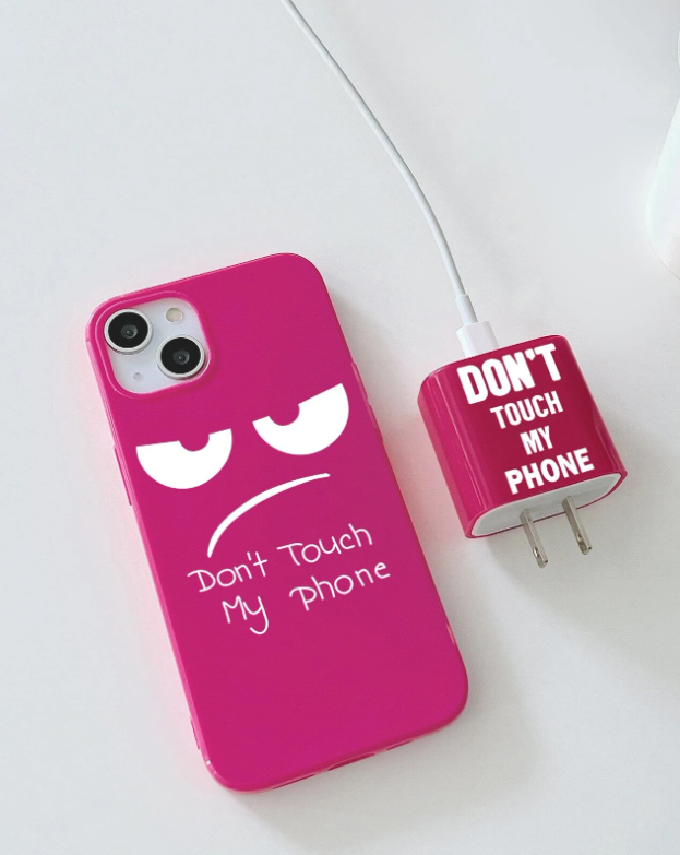 2pcs Letter Graphic Phone Case & Charger Head Cover