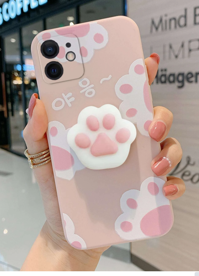 3D Cat Paw Decor Phone Case