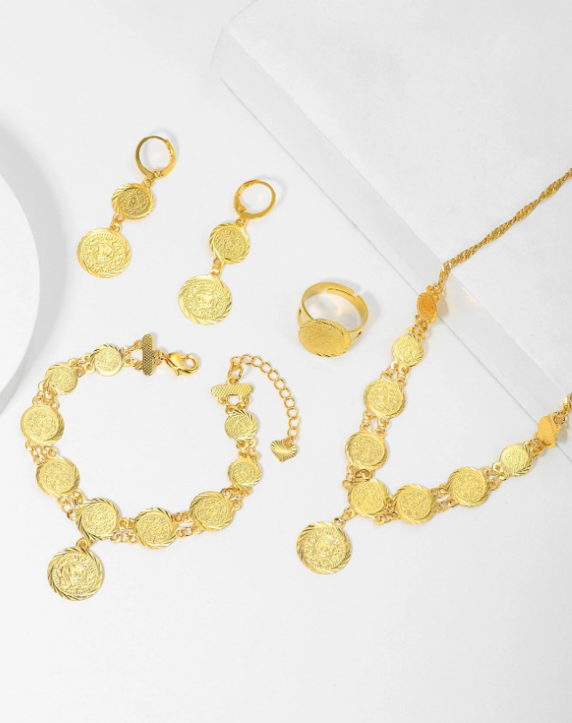 5pcs Coin Decor Jewelry Set Copper Jewelry