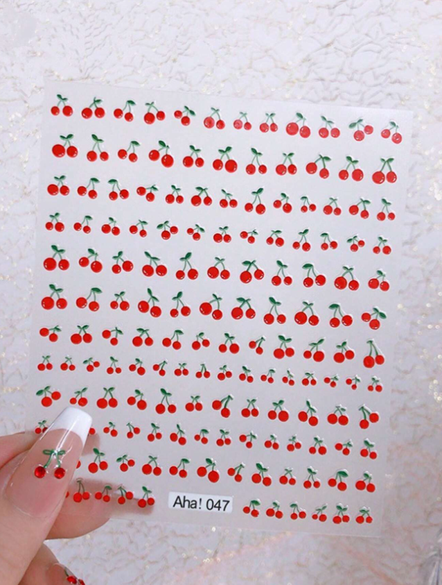 1sheet Cherry Pattern Nail Art Sticker