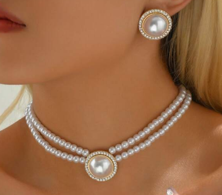 3pcs/set Elegant Plastic Faux Pearl Decor Jewelry Set For Women For Daily Life