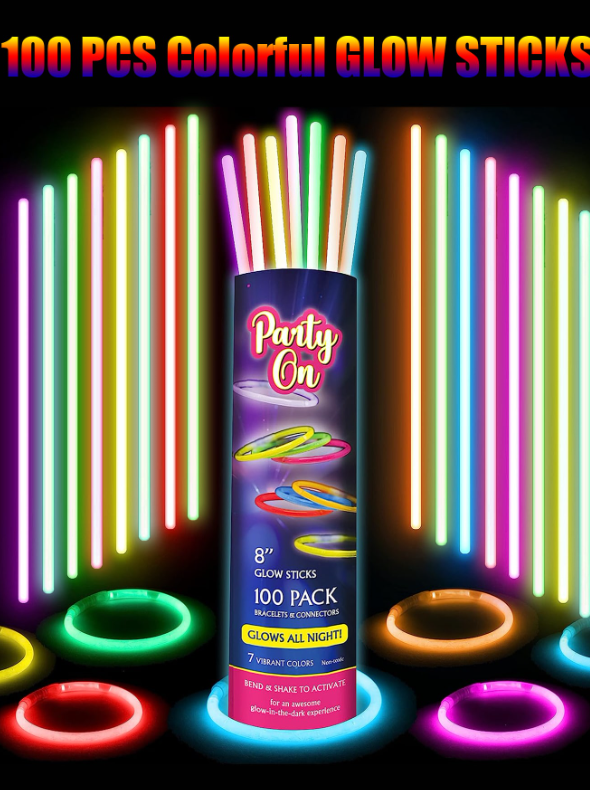 200pcs/set Mixed Color DIY Party Fluorescent Glow Stick, Inedible Lasting Glow Neon Necklace, Event Atmosphere Props